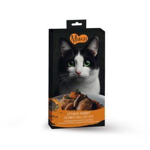 Ласощі Mavsy Creamy для котів, тушкований кролик у підливці зі стиглої хурми з додаванням насіння чіа 75 г MAVSY08 фото