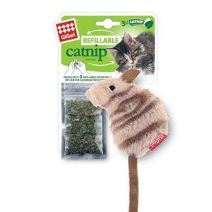 Игрушка для котов Мышка с кошачьей мятой GiGwi Catnip, искусственный мех, кошачья мята, 10 см 75018 фото