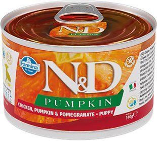Вологий беззерновий корм Farmina N&D Pumpkin для цуценят дрібних порід, з куркою, гарбузом та гранатом 140 г 160585 фото