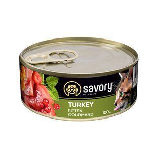 НАБОР Влажный корм Savory Kitten для котят, с индейкой в ​​паштете 12х100 г 30679_набір фото