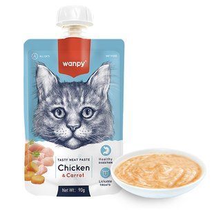 Лакомство Wanpy Chicken & Carrot для взрослых котов, крем-суп курица с морковью 90 г RAС-38x10 фото