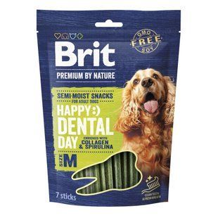 Ласощі Brit Premium Dental Snacks M для дорослих собак середніх порід, колаген та спіруліна 180 г 112283 фото