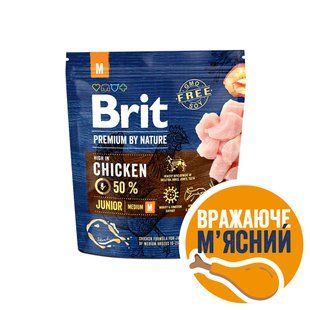 Сухий корм Brit Premium Dog Junior M для цуценят та молодих собак середніх порід, з куркою 1 кг 170812/6314 фото