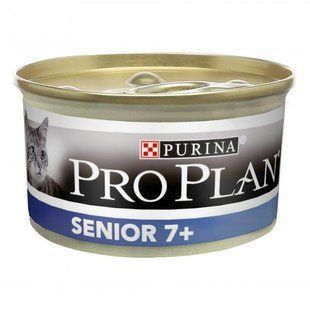 Вологий корм Purina ProPlan Senior для котів старше 7 років, з тунцем, мус 85 г 3650814 фото