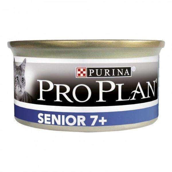 Вологий корм Purina ProPlan Senior для котів старше 7 років, з тунцем, мус 85 г 3650814 фото