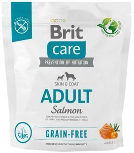 Сухий корм Brit Care Dog Grain-free Adult для дорослих собак малих і середніх порід, з лососем 1 кг 172196 фото