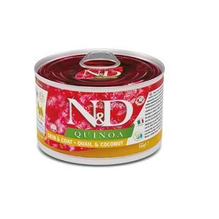 Вологий беззерновий корм Farmina N&D Quinoa для дорослих собак малих порід, при харчовій алергії з перепелом, кіноа, кокос та куркума 140 г 181276 фото