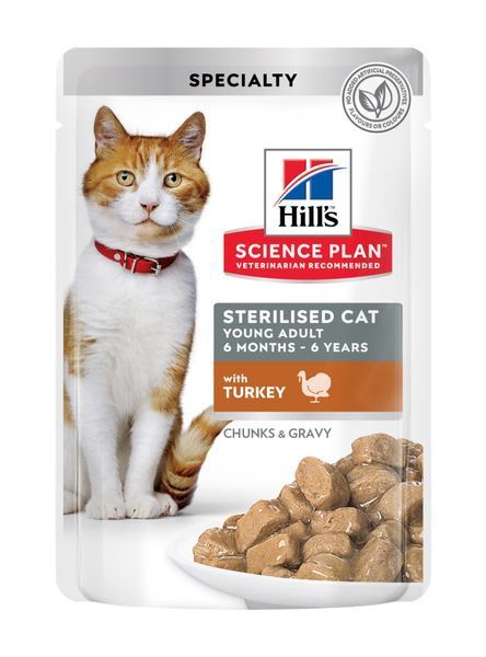 Влажный корм Hill's Science Plan Feline Sterilised Cat для взрослых стерилизованных котов, с индейкой 85 г 604013 фото