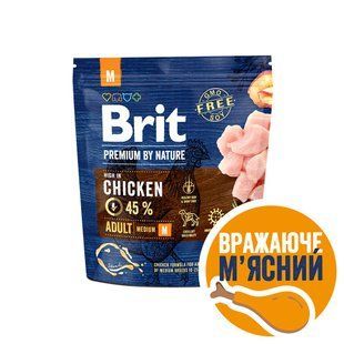 Сухий корм Brit Premium Dog Adult M для дорослих собак середніх порід, з куркою 1 кг 170815/6345 фото