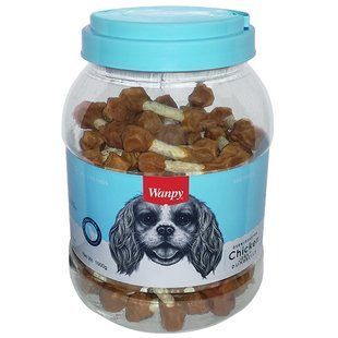 Ласощі Wanpy Chicken Jerky Dumbells для собак, кістка-гантель з в'яленої куркою 1 кг CD-04H-Банка фото