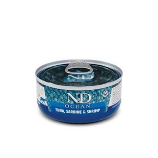 Влажный беззерновой корм Farmina N&D Ocean для взрослых котов, с тунцем, сардинами и креветками 70 г 179460 фото