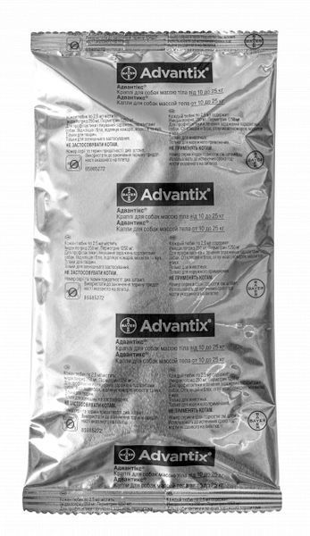 Краплі Адвантікс (Advantix) для собак, від бліх та кліщів вагою 10-25 кг, 1 піпетка 17073 фото