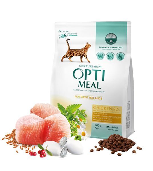 Сухой корм Optimeal для взрослых котов, с курицей 700 г B1811202 фото