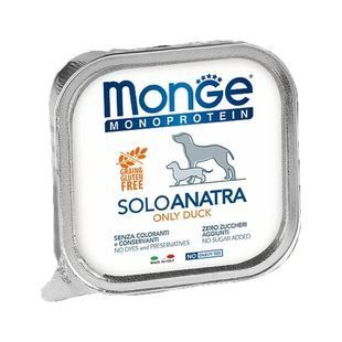 Вологий корм Monge Dog Monoprotein для дорослих собак, з качкою 150 г 70014182 фото