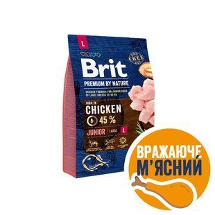 Сухий корм Brit Premium Dog Junior L для цуценят та молодих собак великих порід, з куркою 3 кг 170823/6420 фото