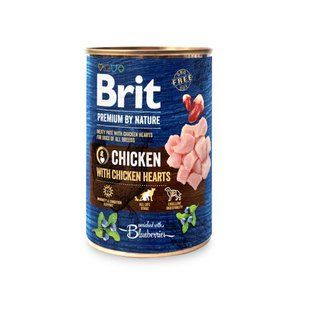 Влажный корм Brit Premium by Nature для взрослых собак всех пород, с курицей и куриными сердечками 400 г 100405/8522 фото