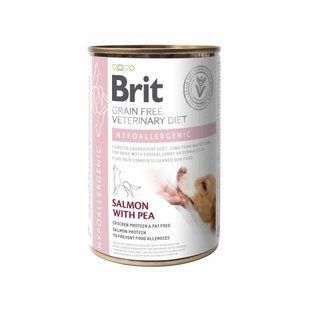 Вологий корм Brit GF Veterinary Diets Hypoallergenic для собак із харчовою алергією, з лососем та зеленим горошком 400 г 100259/5873 фото