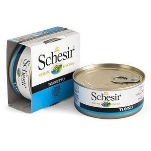 Вологий корм Schesir Dog для дорослих собак, шматочки тунця в желе 150 г 712530 фото
