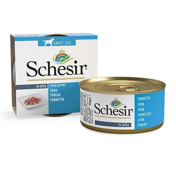 Влажный корм Schesir Dog для взрослых собак, кусочки тунца в желе 150 г 712530 фото