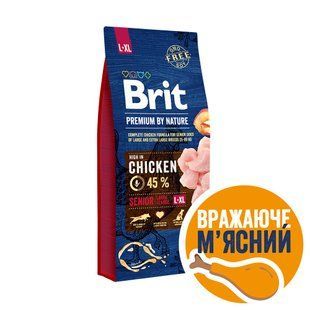 Сухий корм Brit Premium Dog Senior L+XL для собак великих та гігантських порід похилого віку, з куркою 15 кг 170829/6482 фото