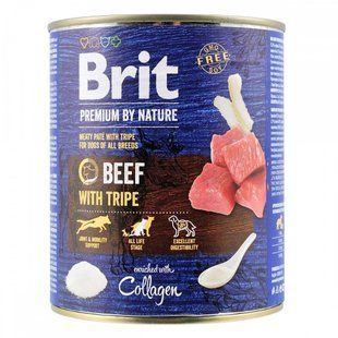 Влажный корм Brit Premium by Nature для взрослых собак всех пород, с говядиной и потрохами 800 г 100413/8607 фото