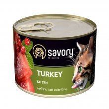 Вологий корм Savory Kitten для кошенят, з індичкою у паштеті 200 г 30686 фото