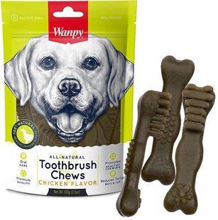 Ласощі Wanpy Toothbrush Chews Chicken для собак, догляд за пащею, зі смаком яловичини 100 г DB-16 фото