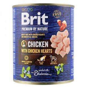 Влажный корм Brit Premium by Nature для взрослых собак всех пород, с курицей и куриными сердечками 800 г 100407/8546 фото
