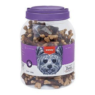 Лакомство Wanpy Duck Jerky & Calcium Bone Twists для собак, кость с вяленой уткой и кальцием 1.2 кг DE-08H-Банка фото