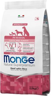 Сухий корм Monge Puppy & Junior All breeds для цуценят всіх порід, яловичина з рисом 2.5 кг 70011372 фото