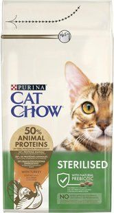 Сухой корм Cat Chow Sterilized для взрослых стерилизованных котов, с индейкой 1.5 кг 3650754 фото