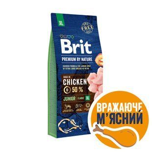 Сухий корм Brit Premium Dog Junior XL для цуценят і молодих собак гігантських порід, з куркою 15 кг 170831/6505 фото