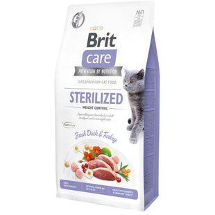Сухий корм Brit Care Cat GF Sterilized Weight Control для дорослих стерилізованих котів з надмірною вагою, качка та індичка 7 кг 171293/0785 фото