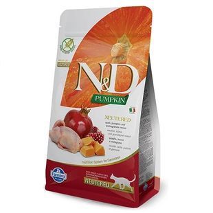 Беззерновой сухой корм Farmina N&D Pumpkin для взрослых стерилизованных котов, с перепелом и тыквой 300 г 168807 фото