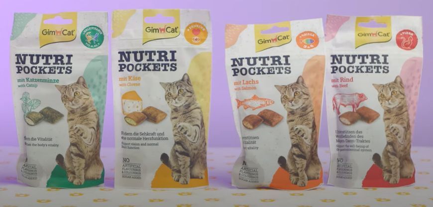 Ласощі GimCat Nutri Pockets для дорослих котів, здоров'я серця та зору, сир та таурин 60 г G-419329/400716 фото