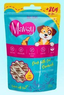 Лакомства для собак Mavsy Duck and Cod Sandwich for dogs Сэндвич утка с треской, 120 г LSD13 фото