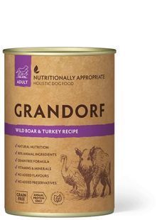 Вологий корм Grandorf Dog Adult для дорослих собак, з м'ясом дикого кабана та індичкою 400 г 12125 фото