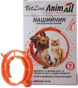 Ошейник противопаразитный AnimAll VetLine для собак и котов, оранжевый 35 см 69635 фото