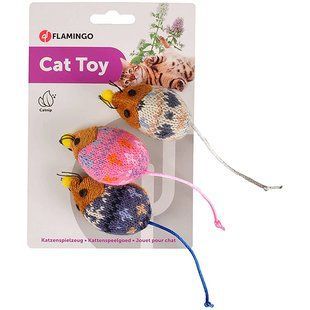 Игрушка для кошек Flamingo Mohaire Mouse, 5 см, 3 шт. 560587 фото