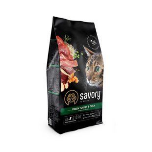 Сухий корм Savory Adult Cat для дорослих котів, зі свіжою індичкою і качкою 2 кг 30051 фото