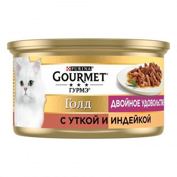 Вологий корм Gourmet Gold Duo консерва качка та індичка 85г для котів 3650060/381050 фото