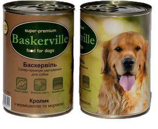 Вологий корм Baskerville для дорослих собак, кролик з вермішеллю та морквою 800 г 21526 фото