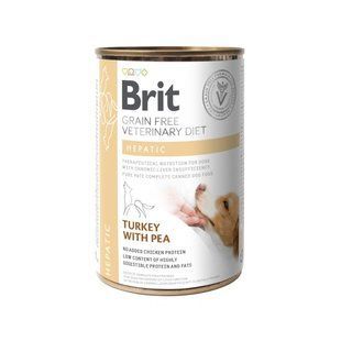 Вологий корм Brit GF Veterinary Diets Hepatic для собак при печінковій недостатності, з індичкою та жовтим горохом 400 г 100275/6030 фото