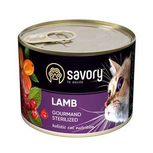 Вологий корм Savory Sterilized Cat для дорослих стерилізованих котів, з ягня у паштеті 200 г 30723 фото