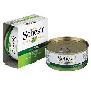 Вологий корм Schesir Dog для дорослих собак, шматочки курячого філе в желе 150 г 712523 фото