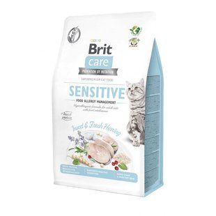 Сухий корм Brit Care Cat Sensetive GF Allergy Management для дорослих котів з чутливим травленням, з комахами та оселедцем 2 кг 171963 фото