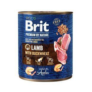 Влажный корм Brit Premium by Nature для взрослых собак с чувствительным пищеварением, с ягнятиной и гречкой 800 г 100416/8638 фото