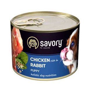 Вологий корм Savory Dog All breeds Puppy для цуценят усіх порід, з кроликом у паштеті 200 г 30570 фото