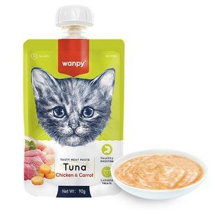 Ласощі Wanpy Chicken & Carrot для дорослих котів, крем-суп тунець та курка з морквою 90 г RAC-41 фото