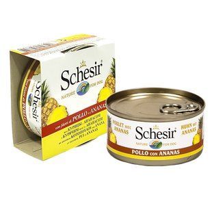 Вологий корм Schesir Dog для дорослих собак, шматочки курки з ананасом в желе 150 г 613714 фото